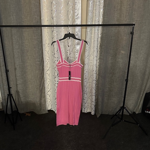 Fashion Nova Pink Midi Dress with Button Detail - Picture 2 of 2